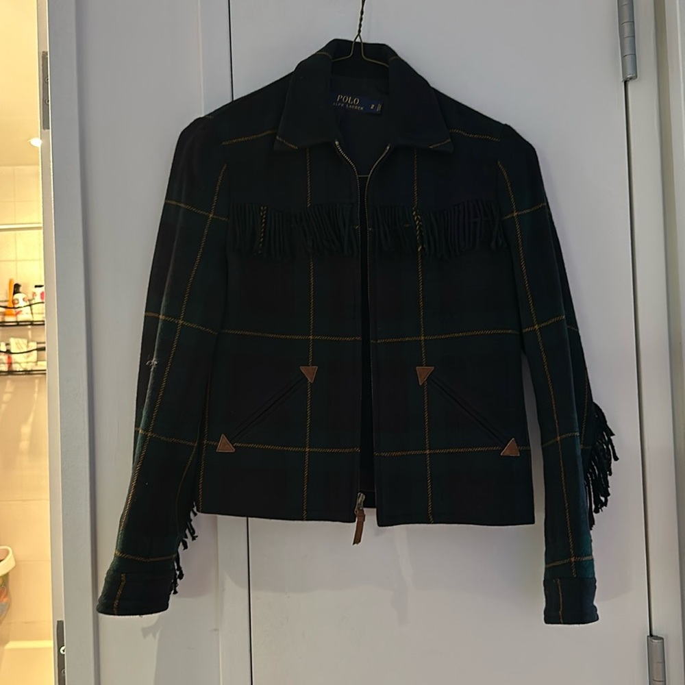 Polo Ralph Lauren cropped fringe wool jacket size 2